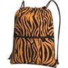 YYHWHJDE Zaino da palestra impermeabile con stampa leopardata arancione tigrata, borsa da palestra leggera e pieghevole, con tasca con cerniera per viaggi ed escursioni