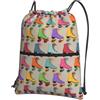 YYHWHJDE Zaino con coulisse con stampa di pattini a rotelle, leggero, impermeabile, con tasca con cerniera, per viaggi ed escursioni