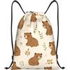 Generic Zaino con Coulisse Cute Brown Bears Sacchetta Sportiva Leggero Sportiva Zainetto Grande capacità Drawstring Backpack per Viaggi Unisex Scuola