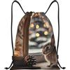Generic Zaino con Coulisse Cozy Cute Rabbit Borsa con Coulisse Grande capacità Sacchetta Sportiva Pieghevole Sportiva Zainetto per Spiaggia Viaggi Scuola