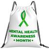 Generic Zaino con Coulisse in July I Wear Green for Minority Mental Health Awareness Month Sportiva Zainetto Grande capacità Sacchetta Sportiva Resistente Borsa con Coulisse per Viaggi Unisex Scuola