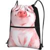 YYHWHJDE Lovely Pink Pig Prints, zaino con coulisse, leggero, impermeabile, con tasca con cerniera, per viaggi ed escursioni