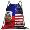 Generic Zaino con Coulisse Haiti Flag Borsa con Coulisse Resistente Sacca da Palestra Impermeabile Sacchetta Sportiva per Viaggi Unisex Scuola