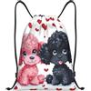 Generic Zaino con Coulisse Cute Curly Hair Dog Sportiva Zainetto Leggero Borsa con Coulisse Resistente Sacchetta Sportiva per Spiaggia Viaggi Scuola