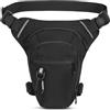 Flintronic Marsupio da gamba per moto, trekking, marsupio con cintura regolabile in vita e coscia, borsa multifunzione per sport, per uomini e donne, ciclismo, corsa, viaggi e pesca, Nero-d, One Size