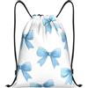 Generic Zaino con Coulisse Blue Cute Bow Sportiva Zainetto Pieghevole Borsa con Coulisse Resistente Sacchetta Sportiva per Viaggi Unisex Vacanze