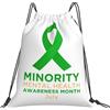 Generic Zaino con Coulisse in July I Wear Green for Minority Mental Health Borsa con Coulisse Impermeabile Drawstring Backpack Grande capacità Sacca da Palestra per Unisex Viaggi Spiaggia