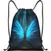 Generic Zaino con Coulisse Blue Butterfly Print Sacchetta Sportiva Leggero Borsa con Coulisse Grande capacità Sacca da Palestra per Spiaggia Unisex Viaggi