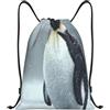 Generic Zaino con Coulisse Penguin Print Sacca da Palestra Pieghevole Borsa con Coulisse Impermeabile Sacchetta Sportiva per Spiaggia Scuola Viaggi