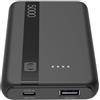Cellularline - Power Bank 5000 - Capacità: 5000mAh - Input: 1xUSB-C 10.5W - Output: 1xUSB 12W - Celle: Li-ion Battery - LED luminosi indicano carica residua - Nero