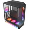 NZXT H6 RGB+ Case PC ATX compatto a doppia camera - Ventole RGB e Control Hub Lite preinstallati - Radiatore da 360 mm - Pronto per back-connect - Vetro curvo senza soluzione di continuità - Nero