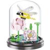 Generico FC Distribution Mini Brick Garden Set Costruzioni fiori di loto e Insetti con Teca e Vaso Kit Mattoncini Creativo Decorativo Idea Regalo Originale per Casa e Ufficio
