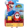Jakks Pacific World of Nintendo - Super Mario Bros, statuetta articolata, 10,2 cm, figure Red Shy Guy con blocco domanda