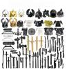 TRavesty Set di armi medievali per minifigure, 64 pezzi Custom Cavaliere Armi Set Accessori Kit Incluso Armatura, Casco, Scudo e Armatura, Compatibile con tutte le marche comuni