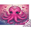 MXVCTJQH Polpo Rosa Carino Puzzle 1000 Pezzi Carta per Adulti Sfondo Cuore Romantico Gioco di Puzzle 1000 Pezzi Relax Famiglia Decorazione Regalo 52x38cm/1000pcs