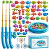 KukuFun Gioco magnetico per piscina ad angelo per bambini piccoli, tavolo dell'acqua da bagno, giocattolo per esterni con piscina gonfiabile, rete per asta da bagno, giocattolo educativo per bambini dai 3, 4