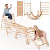 Goodevas Struttura da arrampicata per interni 4 in 1 per bambini piccoli: scala triangolare, arco da arrampicata, rampa da arrampicata, rete, struttura da arrampicata Montessori, parco giochi in legno