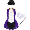 dPois Costume da Domatrice di Circo per Bambina Ringmaster Costume da Domatrice per Feste di Carnevale Halloween Natale Abito Travestimento Costume Domatore Circo Cosplay Viola 15-16 anni