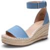 DREAM PAIRS Sandali Donna Zeppa Estivi Comodi | Zeppa 3 pollici, piattaforma in rafia, cinturino singolo, soletta in PU, suola TPR antiscivolo, per lavoro e spiaggia.