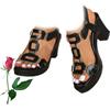 POIOZXD Sandali da donna con tacco grosso, con cinturino a T, estivi, punta aperta, plateau, tacco grosso, sandali da donna per feste e matrimoni