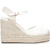 BOSANOVA Espadrilles Donna con Piattaforma e zeppa in Sparto. Dettagli punta chiusi con Raffia decorativa e chiusura cinturino con fibbia. Scarpe da donna, bianco, 40 EU