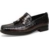 ChrisLOOK Coccodrillo Texture Pelle Uomini Mocassini Slippers Scarpe In Pelle Slip On Penny Loafer Scarpe Casual per Uomo, marrone, 40.5 EU