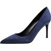 Jamron Donna Velluto 8CM Tacchi a Spillo Elegante Scarpe a Punta Decolletè Scarpe da Ufficio Blu Marino SN0711129-2 EU35