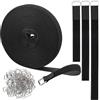 Oenothera 2CM x 10M Cinghie Fermacavi con 50 Fibbie, Fascette Nere Riutilizzabili, Fascette a Strappo per Cable Management, Organizzatore Cavi