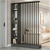 Yidlkecqey Divisorio per Ambienti a Doghe in Pannello Ecologico di Legno Massello con Ripiani Portaoggetti, Paravento Verticale per Privacy per Ingresso del Soggiorno(Gray+Black,140cm/55.1in)