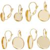 Beebeecraft 1 Scatola 24 Pezzi 8/12/16/20mm Accessori per Orecchini A Monachella Placcati in Oro 18K Impostazioni del Vassoio con Lunetta Piatta Rotonda Cabochon Vuoti Componenti Orecchini A Cupola