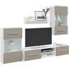 Festnight Mobile TV 5 pz con Illuminazione a LED Grigio Pietra Truciolato, Parete Attrezzata Soggiorno, Mobile TV Sospeso, Mobiletto TV, Mobile TV Moderno, Mobile Porta TV
