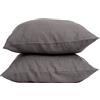 MLH MY LINEN HOME My Linen Home | Set di 2 Federe in Lino Lavato (100% StoneWashed) | Federe Cuscini 50x70 cm I Ipoallergenico e Traspirabilità I Adatto a Tutte le Stagioni | Copricuscini Grigio scuro
