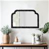 Sintosin Specchio rustico cornice nera 60 x 40 cm, stile country, specchio decorativo da parete in legno, specchio vintage rettangolare per bagno, corridoio, soggiorno