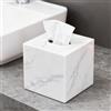 Ysislybin Fazzoletti di Carta Box, 14,5 x 14,5 x 14,5 cm Porta Fazzoletti in Marmo Naturale Scatola per Tessuto con Base in Acrilico Aperta e Tappetino in Silicone per Cassettiere Ripiani Della Cucina
