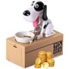 LUFEIS Salvadanaio a Forma di Cagnolino, Salvadanaio Cane Elettronico, SalvadanaioCane Mangia Soldi, Salvadanaios a Forma di Cane,Salvadanaios per Bambini Maialino Regalo di Compleanno (Bianco e Nero)