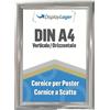 DisplayLager - Cornice a Scatto da 25 mm, Profilo in Alluminio e Disco di Protezione antiriflesso e Materiale di Fissaggio (A4, Aspetto acciaio)