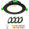 Laiebri Faretti LED da Incasso 230V Dimmerabile Set di 4, 5W 650lm Ultra Piatto 23mm, 3 CCT di Colore 2700K/4000K/6000K, IP44 Resistente agli Schizzi, Foro Ø68-75mm, per Bagno Soggiorno, Nero