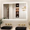 Keonjinn Specchio da bagno con luci a LED, 120 x 80 cm, specchio da bagno rettangolare illuminato con luce retroilluminata, anti-appannamento, da parete, specchi da trucco, 3 colori dimmerabili