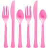 amscan Assortimento di posate riutilizzabili in plastica rosa brillante, confezione da 80 (forchette, coltelli, cucchiai), perfette per feste, picnic e feste