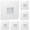 ledscom.de 2-pack faretti da scala/faretti da incasso a parete FOW a 6 LED per interni ed esterni, downlight, forma quadrata, 85 x 85 mm, bianco caldo