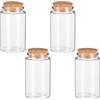 Lusofie 4 flaconi in vetro trasparente con tappo vuoto, 100 ml, piccoli barattoli con coperchio, barattoli di spezie, barattoli di vetro per decorazione, regali, feste, spezie da cucina