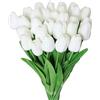 Kisflower 20 tulipani artificiali in lattice, tulipani, fiori falsi, veri fiori a tocco, per decorazioni (bianco)