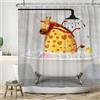 ASDCXZ Divertente Tenda da Doccia 180x180 cm, Fondo Vintage Divertente Giraffa Anatra da Bagno per Bambini Tende da Doccia Lavabili in Tessuto Impermeabile con 12 Ganci