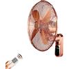 Fans Ventilatore oscillante Vintage, Europea Ventilatore da Parete in Metallo,ventilatori Industriale,Silenzioso e Risparmio energetico, 16in (40 cm), Rame Rosso