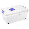 Acan - Contenitore in plastica trasparente di 27 x 56,5 x 39,5 cm, con capacità di 36 litri, Contenitore di plastica per la conservazione con coperchio e ruote. (Con ruote, 36 L)