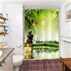 Uiiooazy Tenda Doccia Antimuffa, Tenda da Doccia 150x200cm Verde Salvia Bambù Foglie Verdi Pietre Nero Orchidea Tende da Bagno Tessuto Lavabile Impermeabile Tende per Vasca da Bagno con 10 Anelli