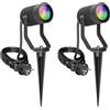 ledscom.de 2 faretti da giardino SHINGA con picchetto da terra per esterni, IP65, spina, antracite, con lampadina GU10 RGB inclusa, smart, 473 lm, bianco caldo - bianco freddo