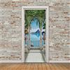 A.Monamour Adesivo Porta Autoadesiva Balcone Terrazzo Classico Con Vista Sul Mar Mediterraneo Vinile PVC Adesivi per Porte Interne 3D Pellicola Adesiva Poster Sticker Murale Parete Carta da Parati