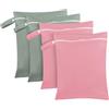 Wusboo Sacchetti Impermeabili da Viaggio 40 x 30cm, Sacco da Bucato Impermeabile 2 Verde-Grigio & 2 Rosa, Sacca Impermeabile Piscina Wet Bag Riutilizzabile Con Cerniera per Biancheria e Pannolini