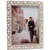 Xshelley Cornice da parete con perle da 12,7 x 17,8 cm, per matrimonio, placcata in argento con cornici in vetro ad alta definizione, perle intarsiate con placcatura bianca in lega di zinco argento